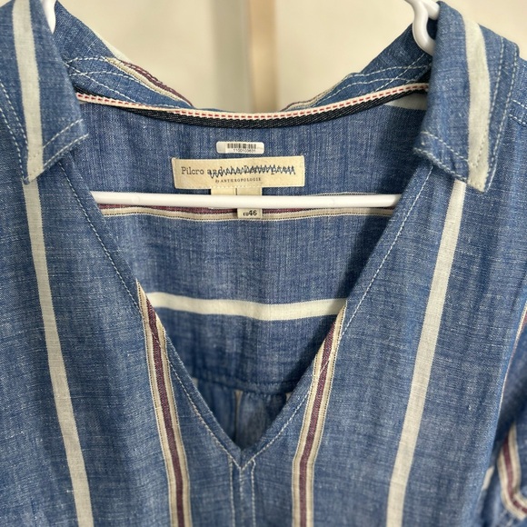 Anthropologie Pilcro Linen Stripe Dress size 14 Cotton Linen - Picture 4 of 12